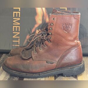 Vintage Ariat ATS Leather Lace Boots Size 9D